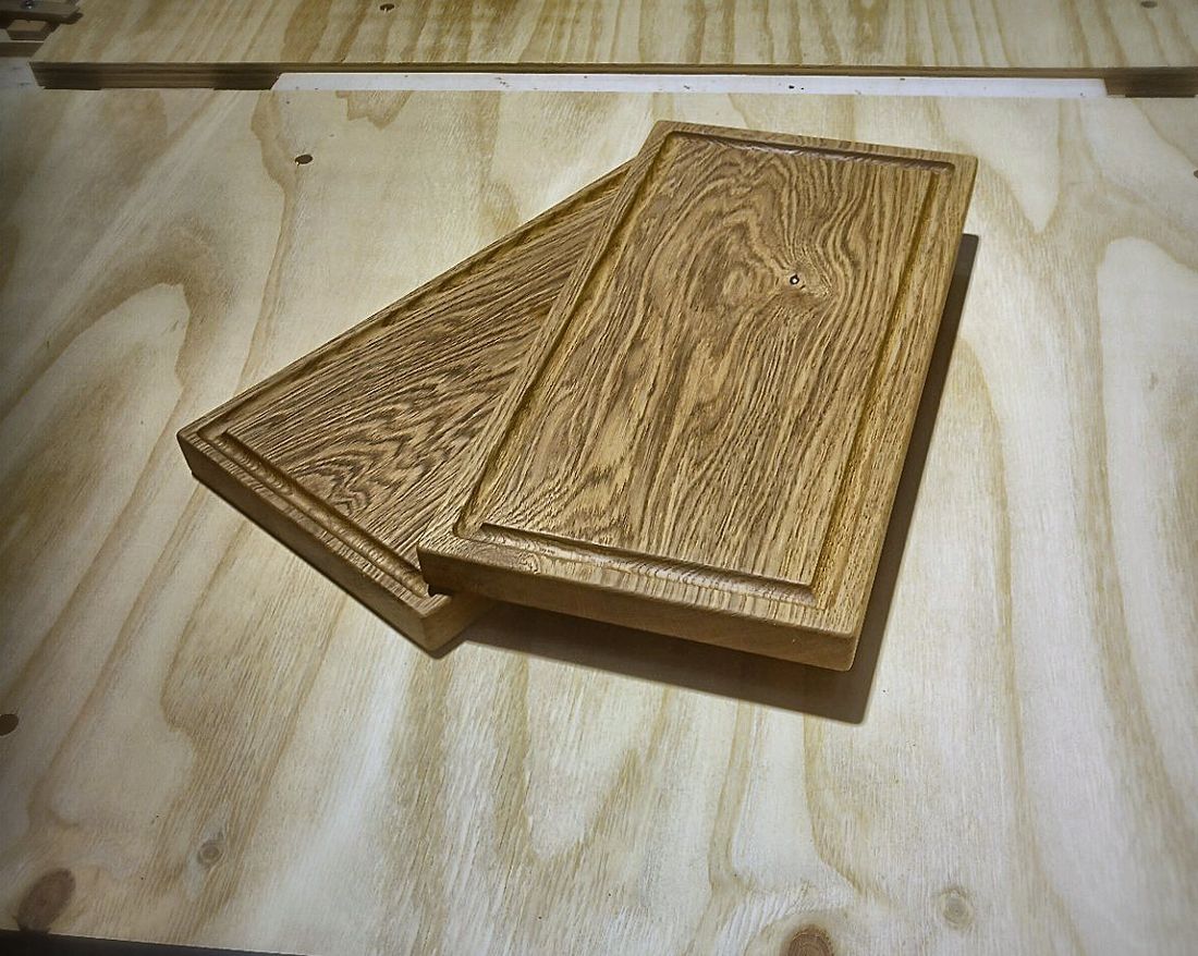 Oak cutting boards, CNC milled