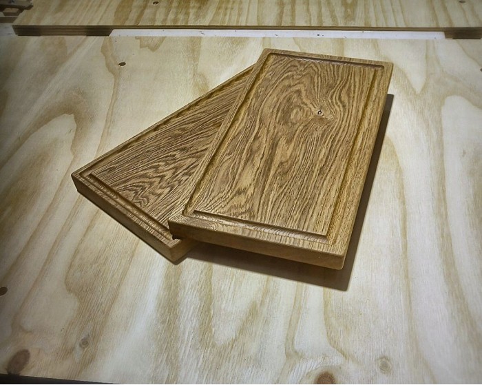 Oak cutting boards, CNC milled