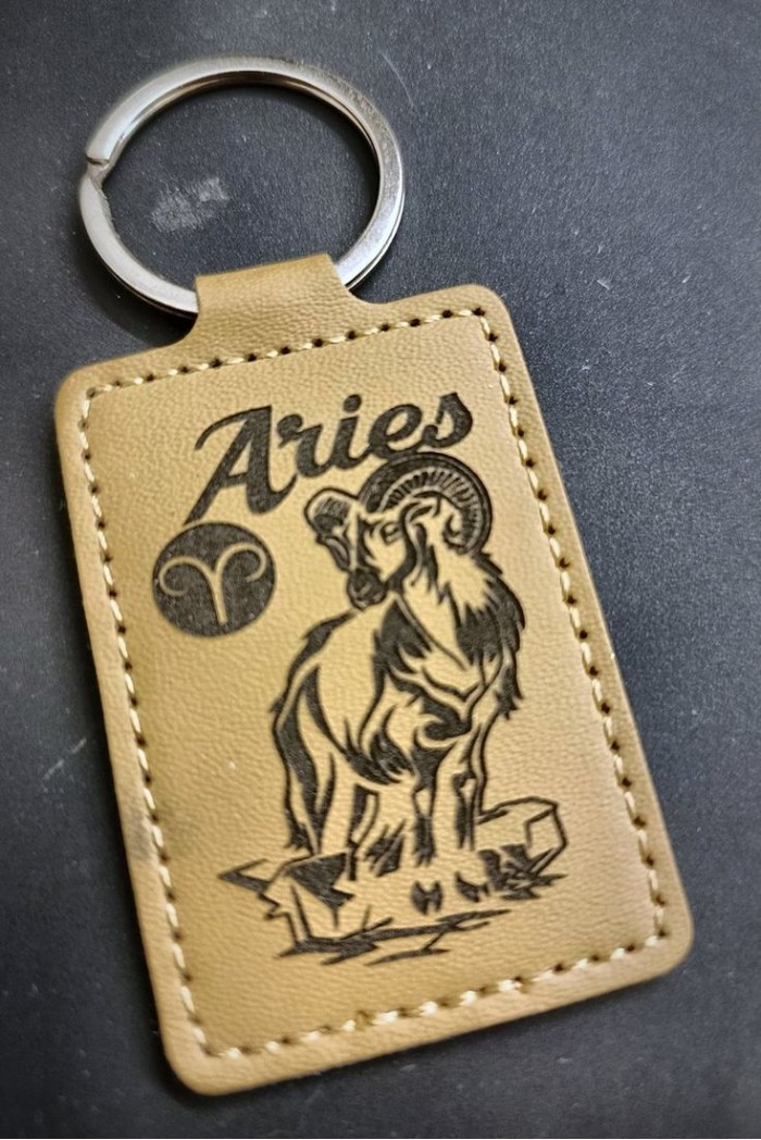 Engraved leather key ring