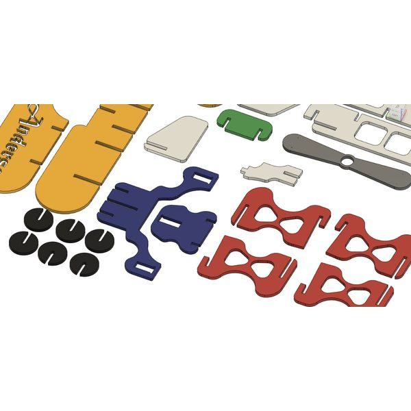 Biplane model parts — 3D design for cutting