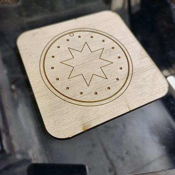 Plywood coaster — Auseklis, fine lines