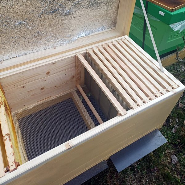 Beehive opened — frames inside
