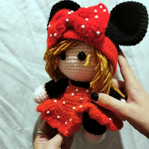 Crocheted doll — close-up